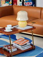 Elegant Metal and Oak Serving Cart with Copper Accents - Perfect for Entertaining hrn-5272