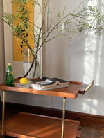 Elegant Metal and Oak Serving Cart with Copper Accents - Perfect for Entertaining hrn-5272