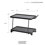 Elegant Metal and Oak Serving Cart with Copper Accents - Perfect for Entertaining hrn-5272