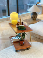 Elegant Metal and Oak Serving Cart with Copper Accents - Perfect for Entertaining hrn-5272