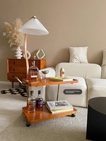 Elegant Metal and Oak Serving Cart with Copper Accents - Perfect for Entertaining hrn-5272