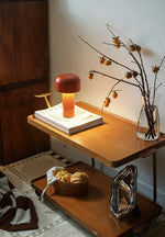 Elegant Metal and Oak Serving Cart with Copper Accents - Perfect for Entertaining hrn-5272