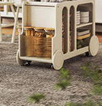 Elegant Solid Wood Tea Table with Ceramic Sintered Stone Top and Glass Shelving - Stylish Rolling Cart for Kitchen and Living Room Storage hrvr-5083