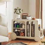 Elegant Solid Wood Tea Table with Ceramic Sintered Stone Top and Glass Shelving - Stylish Rolling Cart for Kitchen and Living Room Storage hrvr-5083