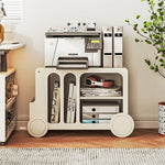 Elegant Solid Wood Tea Table with Ceramic Sintered Stone Top and Glass Shelving - Stylish Rolling Cart for Kitchen and Living Room Storage hrvr-5083