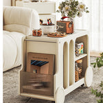 Elegant Solid Wood Tea Table with Ceramic Sintered Stone Top and Glass Shelving - Stylish Rolling Cart for Kitchen and Living Room Storage hrvr-5083