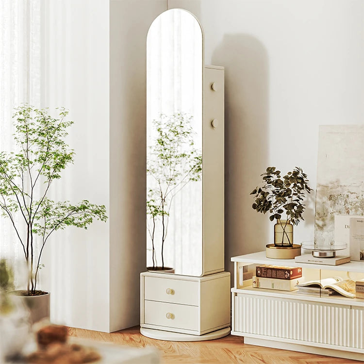 Elegant Solid Wood and Glass Full-Length Mirror – Stylish Multi-Layer Board Design for Home Décor hrvr-5085