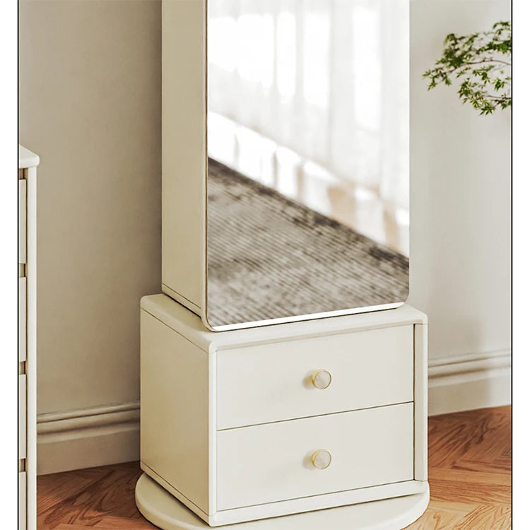 Elegant Solid Wood and Glass Full-Length Mirror – Stylish Multi-Layer Board Design for Home Décor hrvr-5085