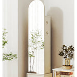 Elegant Solid Wood and Glass Full-Length Mirror – Stylish Multi-Layer Board Design for Home Décor hrvr-5085