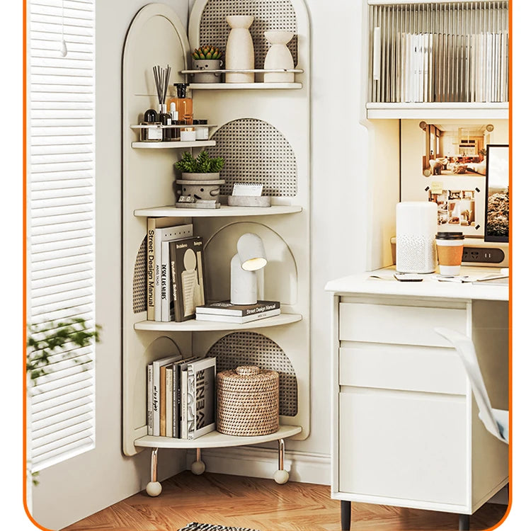 Stylish Solid Wood Rattan Weaving Cabinet - Elegant Curved Design for Modern Living Spaces hrvr-5086