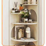 Stylish Solid Wood Rattan Weaving Cabinet - Elegant Curved Design for Modern Living Spaces hrvr-5086