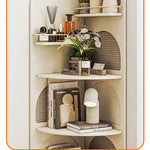 Stylish Solid Wood Rattan Weaving Cabinet - Elegant Curved Design for Modern Living Spaces hrvr-5086