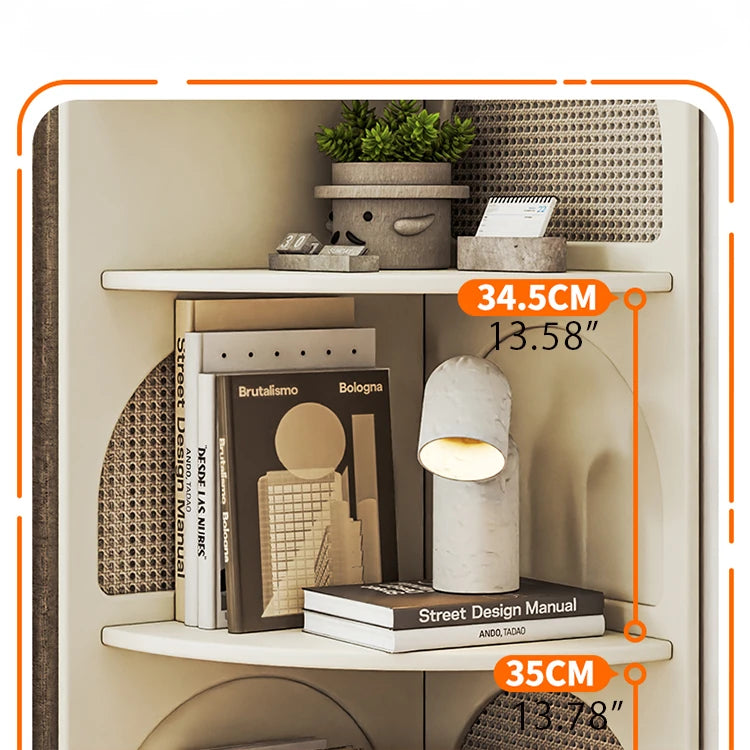 Stylish Solid Wood Rattan Weaving Cabinet - Elegant Curved Design for Modern Living Spaces hrvr-5086