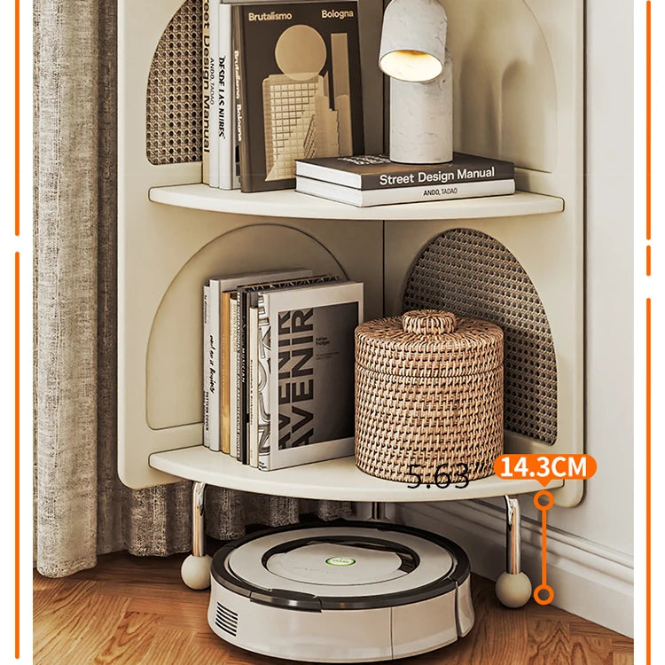 Stylish Solid Wood Rattan Weaving Cabinet - Elegant Curved Design for Modern Living Spaces hrvr-5086