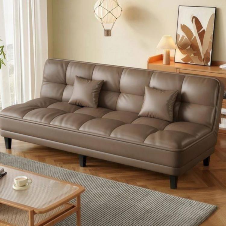 3-Seater Foldable Sofa Bed, Cat-Scratch-Resistant Leather Convertible Couch for Small Living Room hs-0526-1