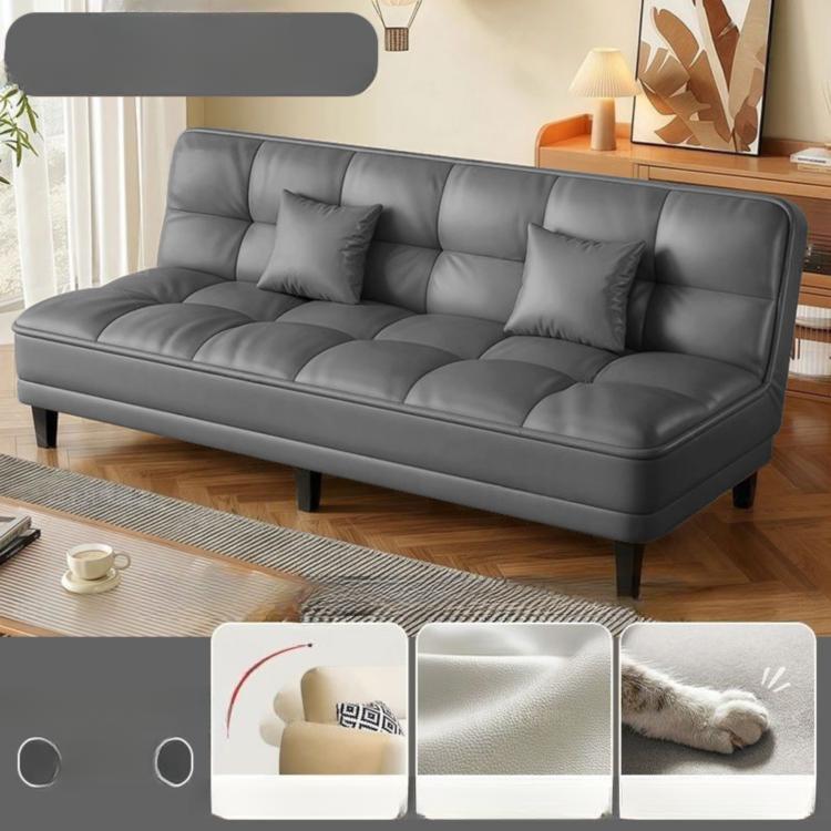 3-Seater Foldable Sofa Bed, Cat-Scratch-Resistant Leather Convertible Couch for Small Living Room hs-0526-1