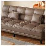 3-Seater Foldable Sofa Bed, Cat-Scratch-Resistant Leather Convertible Couch for Small Living Room hs-0526-1