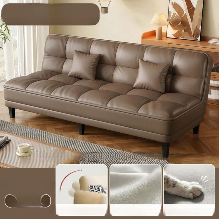 3-Seater Foldable Sofa Bed, Cat-Scratch-Resistant Leather Convertible Couch for Small Living Room hs-0526-1