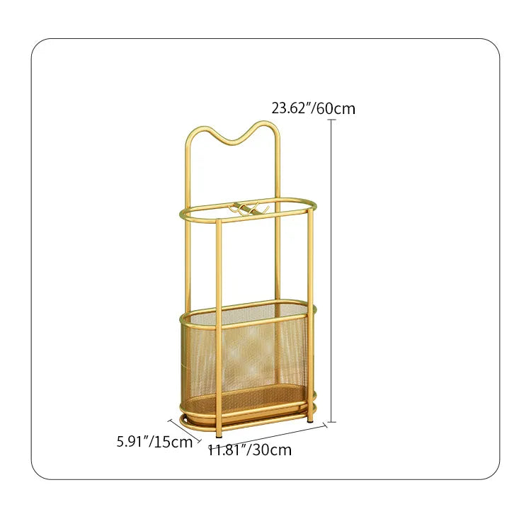 Elegant Gold Umbrella Stand Organizer – Stylish Metal Storage Rack for Entryway hsen-2031