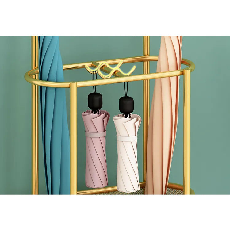 Elegant Gold Umbrella Stand Organizer – Stylish Metal Storage Rack for Entryway hsen-2031