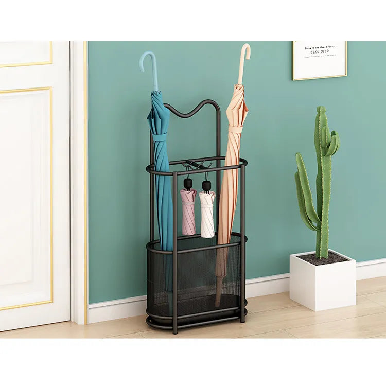 Elegant Gold Umbrella Stand Organizer – Stylish Metal Storage Rack for Entryway hsen-2031