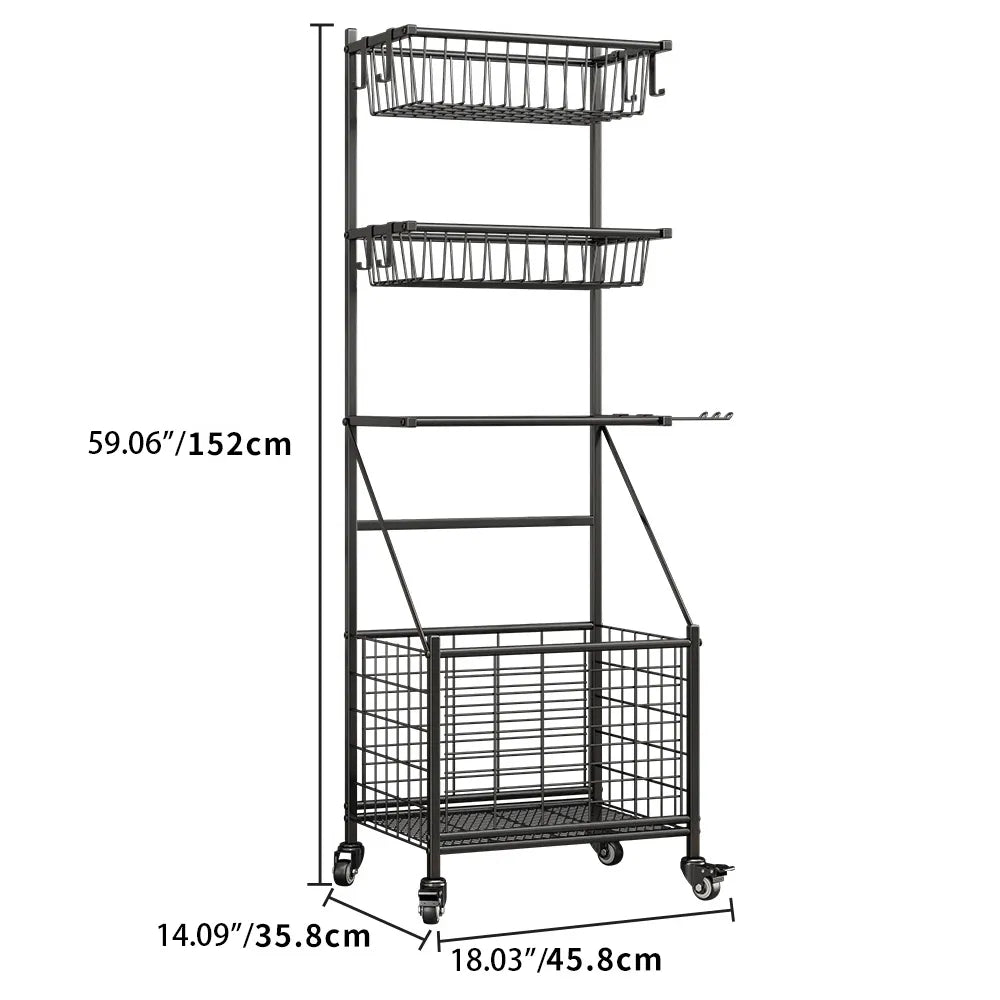 Adjustable Sports Equipment Storage Rack with Wheels - Perfect for Home and Garage Organization hsen-2033