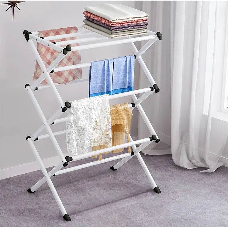 Sturdy Metal Clothes Drying Rack with Multiple Tiers for Optimal Space Saving hsen-2034