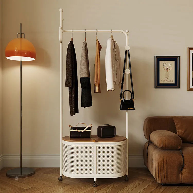 Stylish Metal & Wood Coat Hanger with Storage Cabinet - Modern Entryway Solution hsj-2250