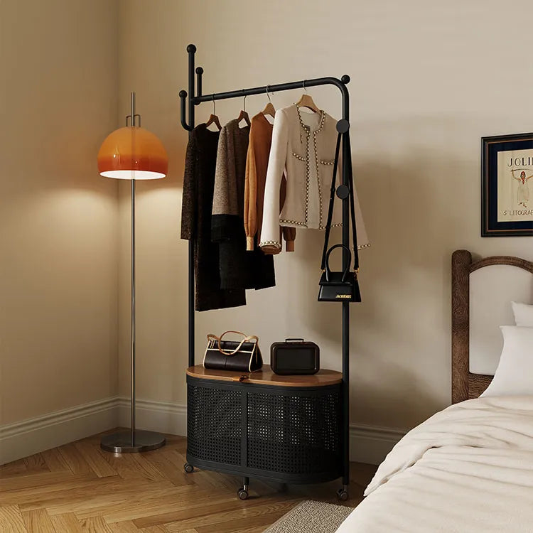 Stylish Metal & Wood Coat Hanger with Storage Cabinet - Modern Entryway Solution hsj-2250