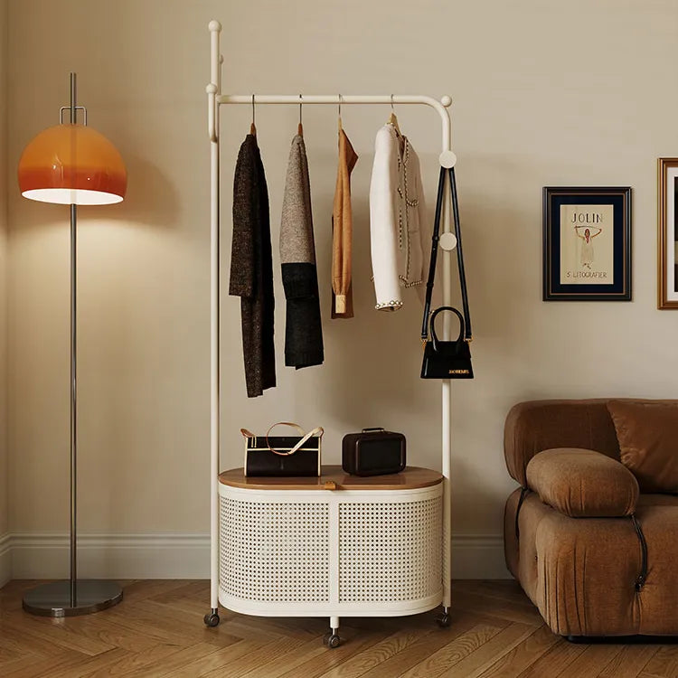 Stylish Metal & Wood Coat Hanger with Storage Cabinet - Modern Entryway Solution hsj-2250