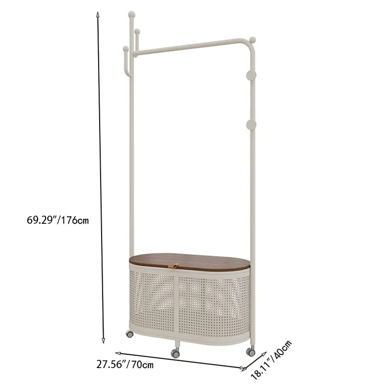 Stylish Metal & Wood Coat Hanger with Storage Cabinet - Modern Entryway Solution hsj-2250