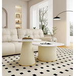 Sleek Sintered Stone and Solid Wood Tea Table with Faux Leather Finish - Modern Elegance for Your Living Room hsj-2256