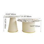 Sleek Sintered Stone and Solid Wood Tea Table with Faux Leather Finish - Modern Elegance for Your Living Room hsj-2256