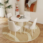 Elegant Round Sintered Stone Dining Table in Beige White with Carbon Steel Base – Perfect for Modern Interiors hsj-2258