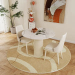 Elegant Round Sintered Stone Dining Table in Beige White with Carbon Steel Base – Perfect for Modern Interiors hsj-2258