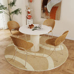 Elegant Round Sintered Stone Dining Table in Beige White with Carbon Steel Base – Perfect for Modern Interiors hsj-2258