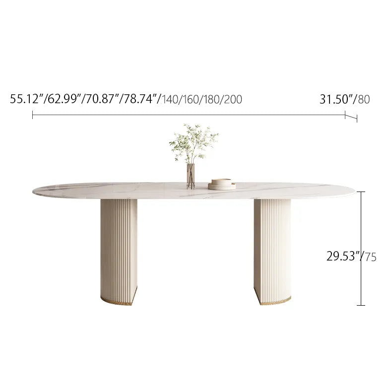 Elegant Sintered Stone Dining Table with Faux Leather Finish - Modern Minimalist Design hsj-2261