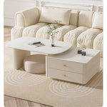 Modern Sintered Stone Tea Table with Storage Drawers for Elegant Living Rooms hsj-2264
