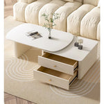 Modern Sintered Stone Tea Table with Storage Drawers for Elegant Living Rooms hsj-2264