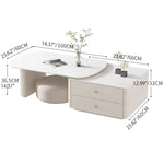 Modern Sintered Stone Tea Table with Storage Drawers for Elegant Living Rooms hsj-2264