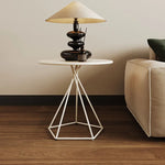 Modern White Minimalist Metal Frame Tea Table - Stylish Living Room Accent Piece hsj-2266