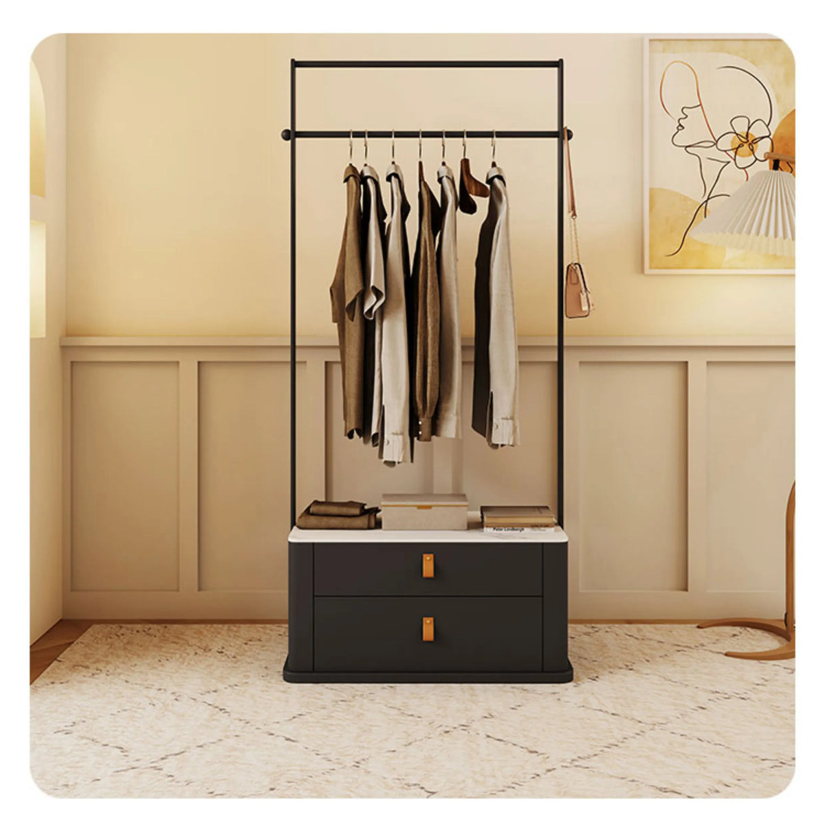 Stylish Coat Hanger with Sintered Stone Base - Elegant Home Organizing Solution hsj-2268