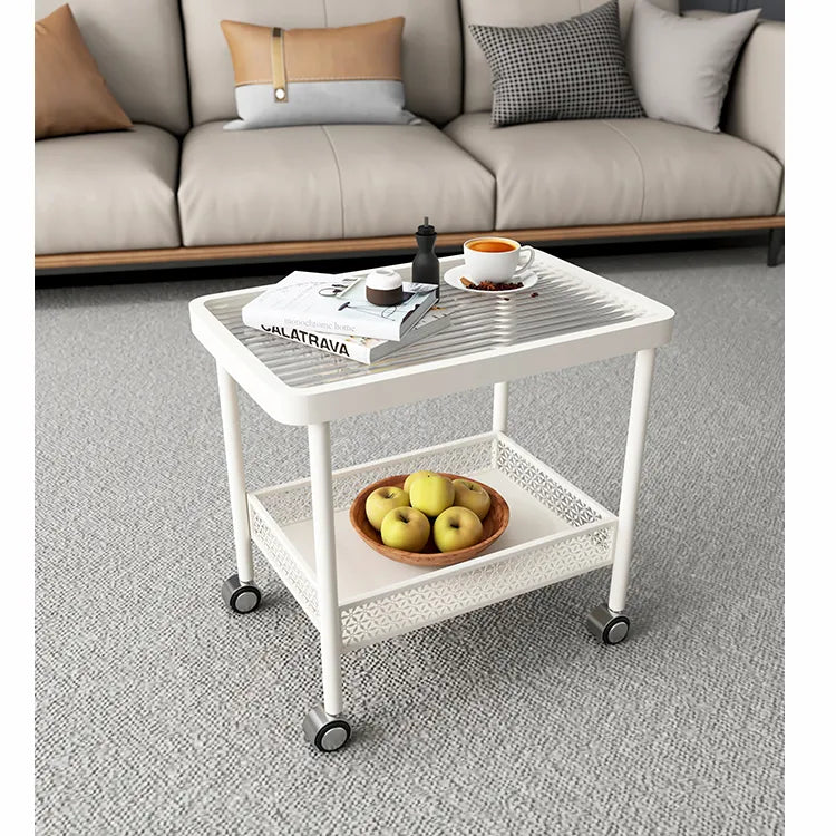 Modern Glass Rolling Cart with Storage Shelf – Perfect for Living Room Decor hsj-2270