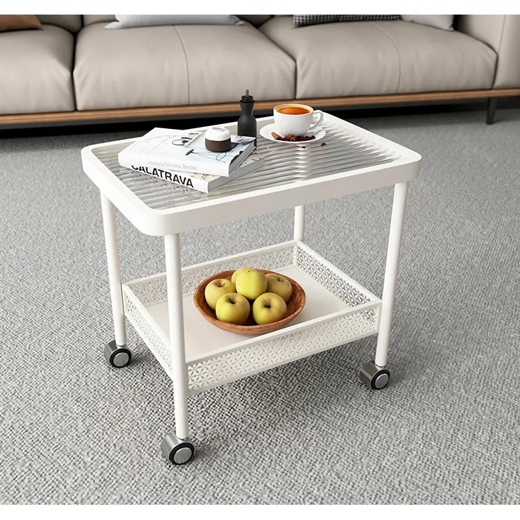 Modern Glass Rolling Cart with Storage Shelf – Perfect for Living Room Decor hsj-2270