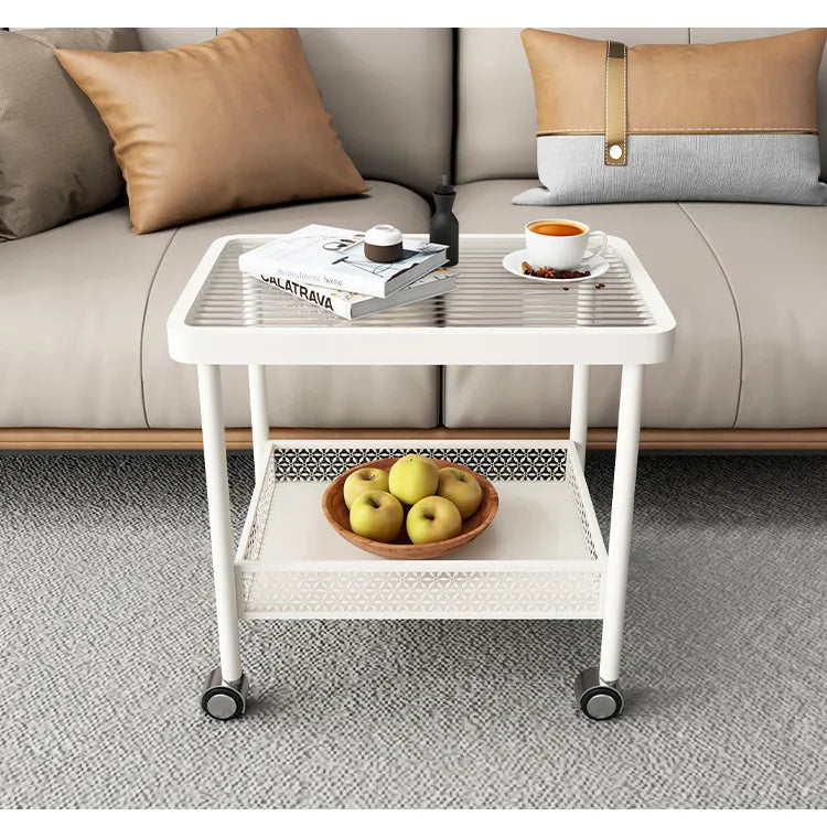 Modern Glass Rolling Cart with Storage Shelf – Perfect for Living Room Decor hsj-2270