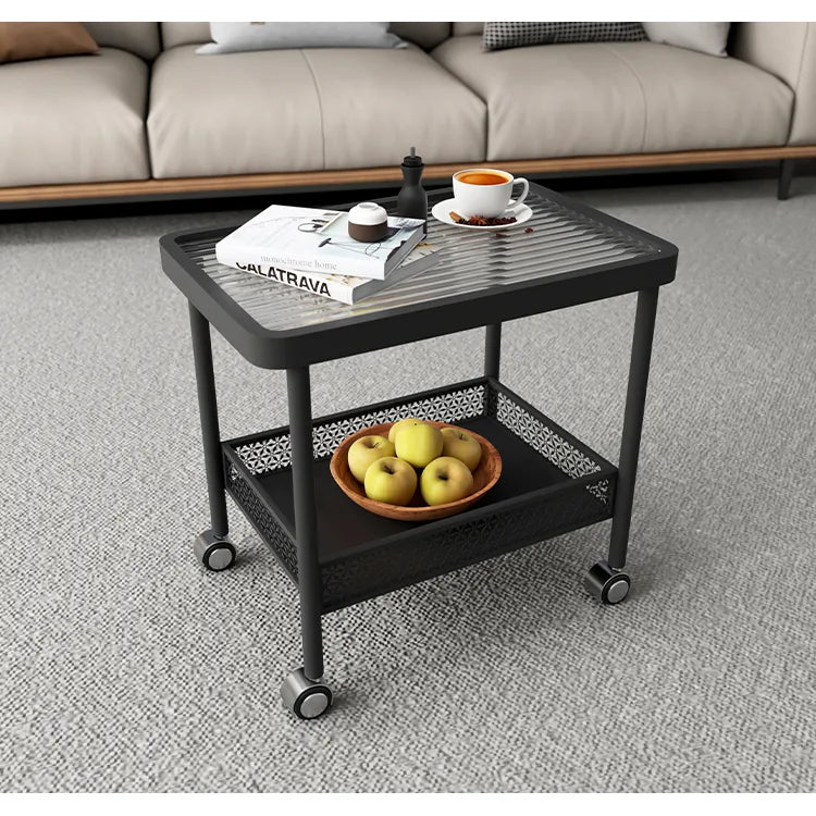 Modern Glass Rolling Cart with Storage Shelf – Perfect for Living Room Decor hsj-2270