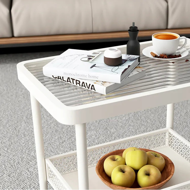 Modern Glass Rolling Cart with Storage Shelf – Perfect for Living Room Decor hsj-2270