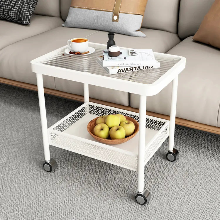 Modern Glass Rolling Cart with Storage Shelf – Perfect for Living Room Decor hsj-2270