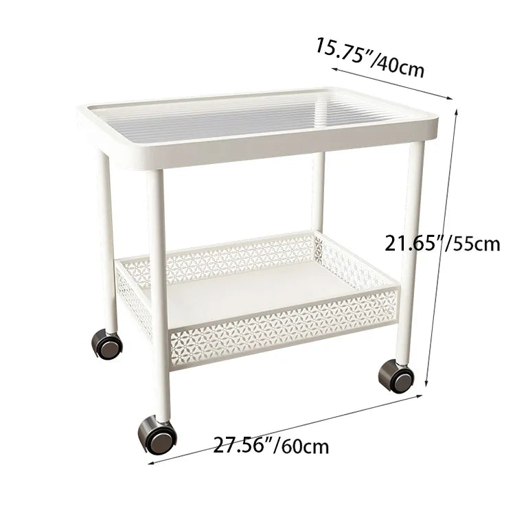 Modern Glass Rolling Cart with Storage Shelf – Perfect for Living Room Decor hsj-2270