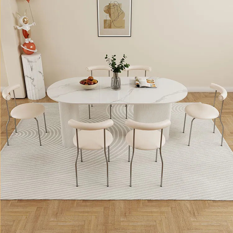 Modern Sintered Stone & Faux Leather Dining Table – Elegant and Durable Design for Your Home hsj-2272